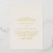 Modern Gold Foil script | Ivory Formal Wedding Folie Uitnodiging (Voorkant)