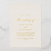 Modern Gold Foil script | Ivory the Wedding of Folie Uitnodiging (Voorkant)