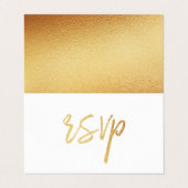 Modern Gold Foil script met Photo RSVP-kaart Visitekaartje (Buitenkant ongevouwen)
