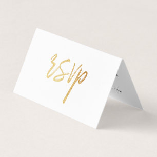 Modern Gold Foil script met Photo RSVP-kaart Visitekaartje