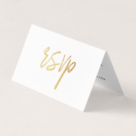 Modern Gold Foil script met Photo RSVP-kaart Visitekaartje (Voorkant)