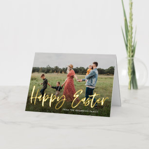 Modern Gold Foil Script Photo Happy Easter Kaart