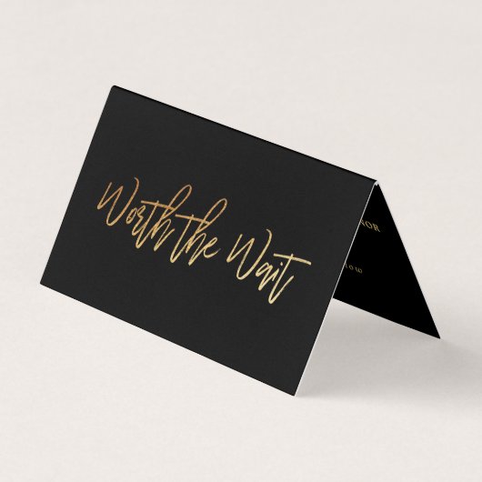 Modern Gold Foil Script Photo Worthe Wait Card Visitekaartje (Voorkant)