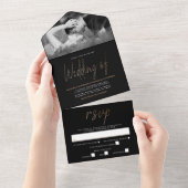 Modern Gold Foil Script Weddenschap All In One Uitnodiging (Afscheurbaar)
