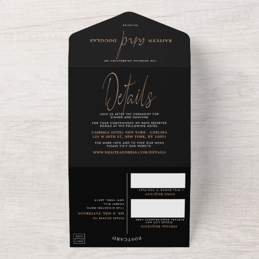 Modern Gold Foil Script Weddenschap All In One Uitnodiging (Buitenkant)