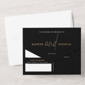 Modern Gold Foil Script Weddenschap All In One Uitnodiging (Achterkant)