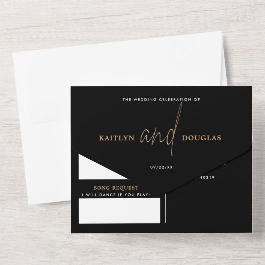 Modern Gold Foil Script Weddenschap All In One Uitnodiging (Achterkant)