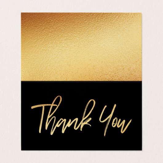 Modern Gold Foil Script Weddenschap Hartelijk dank Visitekaartje (Buitenkant ongevouwen)