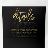 Modern Gold Foil Script Wedding Suite Drieluik Uitnodiging (Binnenzijde eerst)