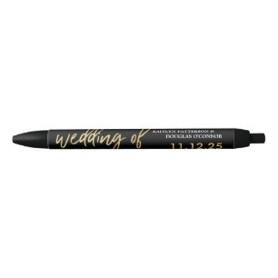 Modern Gold Foil Script Wedstrijding Favor Zwarte Inkt Pen