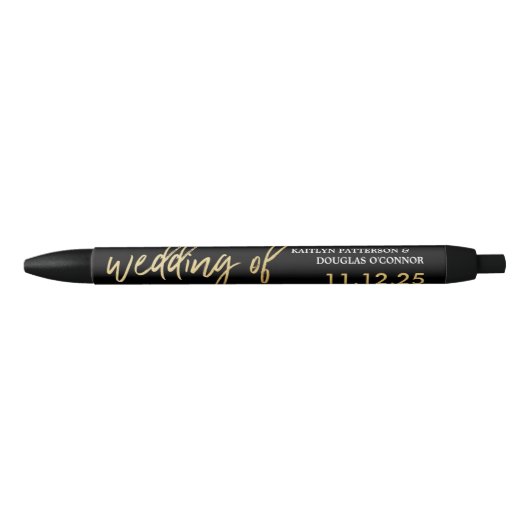 Modern Gold Foil Script Wedstrijding Favor Zwarte Inkt Pen (Voorkant)