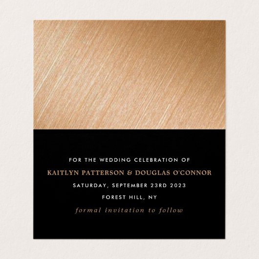 Modern Gold Foil script wijzigt de datumkaart Visitekaartje (Binnenkant ongevouwen)