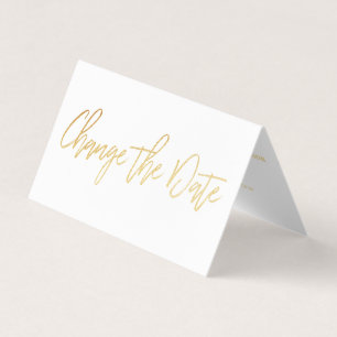 Modern Gold Foil script wijzigt de datumkaart Visitekaartje