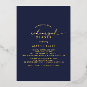 Modern Gold Foil script   Zeevarendrierepetitie Folie Uitnodiging