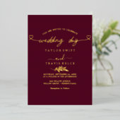Modern Gold Foil Script Zwart Foto Huwelijk Folie Uitnodiging (Staand Voorkant)