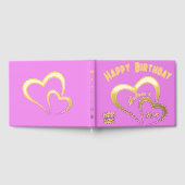 Modern Gold Foil Verjaardag op Roze Rect. Monogram Gastenboek (Volledig)