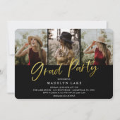 Modern Gold Foil Vier Photo Afstuderen Kaart (Voorkant)