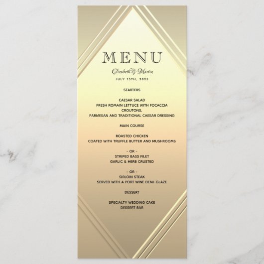 Modern Gold Foil Wedding Menu (Voorkant)
