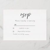 Modern Gold Foil Wedding RSVP Folie Uitnodiging (Achterkant)