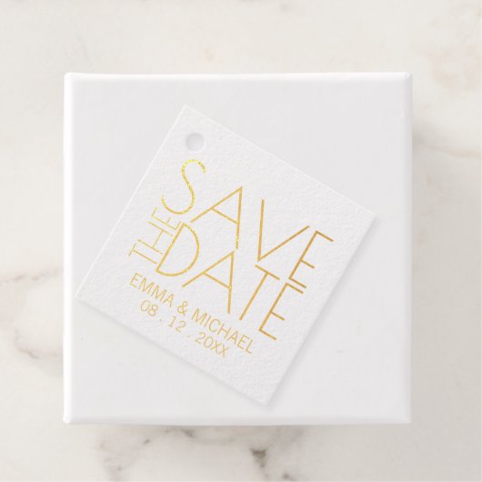 Modern Gold Foil Wedding Save the Date Bedankjes Labels (Met doos)