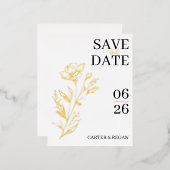 Modern Gold Foil Wedding Save the Date Kaart (Voorkant / Achterkant)
