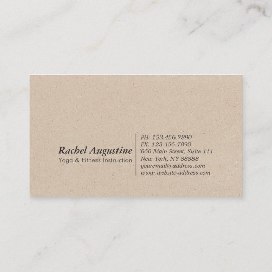 Modern Gold Foil Yoga Instructor Typography Kraft Visitekaartje (Achterkant)