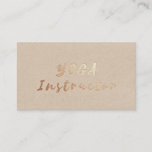 Modern Gold Foil Yoga Instructor Typography Kraft Visitekaartje (Voorkant)