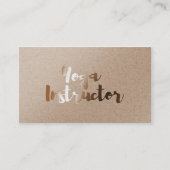Modern Gold Foil Yoga Instructor Typography Kraft Visitekaartje (Voorkant)