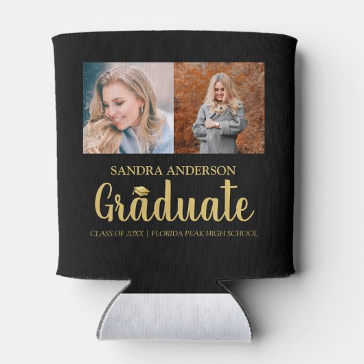 Modern Gold Font | Fotocollage-Afstuderen Blikjeskoeler (Achterkant)