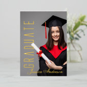 Modern Gold Font | Fotogradatiepartij Folie Feestdagenkaart (Staand Voorkant)