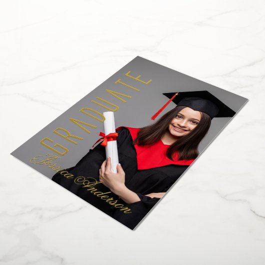 Modern Gold Font | Fotogradatiepartij Folie Feestdagenkaart (Gedraaid)