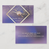 Modern Gold Frame,Confetti,Scissors Lotus Purple Visitekaartje (Voorkant / Achterkant)