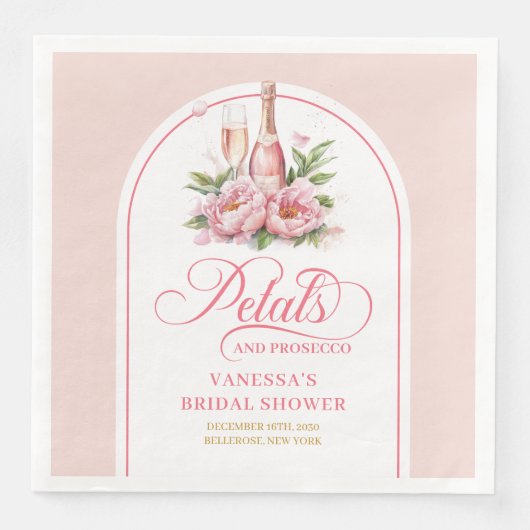 Modern Gold Frame Petals and Prosecco Napkin Set Servet (Voorkant)