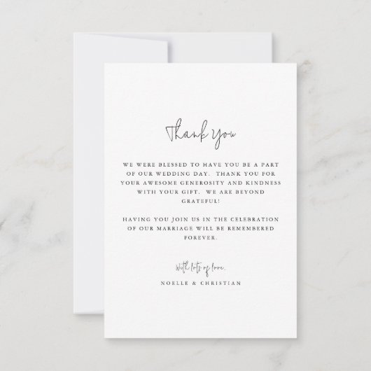 Modern Gold Framed Wedding Signature Script Bedankkaart (Achterkant)