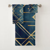 Modern Gold Geometric Blue Design Bad Handdoek (Insitu)