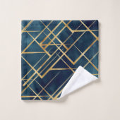 Modern Gold Geometric Blue Design Bad Handdoek (Wasdoekje)