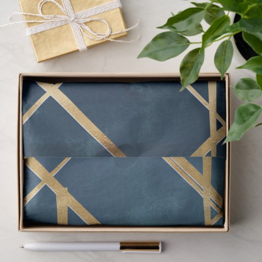 Modern Gold Geometric Blue Design Tissuepapier (Geschenk)