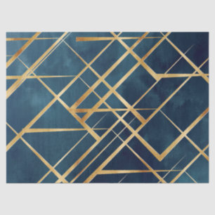 Modern Gold Geometric Blue Design Tissuepapier