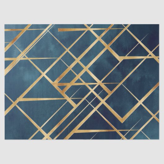 Modern Gold Geometric Blue Design Tissuepapier (Voorkant)