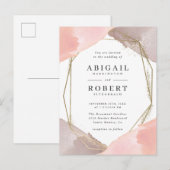 Modern Gold Geometric Blush Waterverf Wedding Uitnodiging Briefkaart (Voorkant / Achterkant)