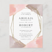 Modern Gold Geometric Blush Waterverf Wedding Uitnodiging Briefkaart (Voorkant)