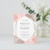 Modern Gold Geometric Blush Waterverf Wedding Uitnodiging Briefkaart (Staand voorkant)