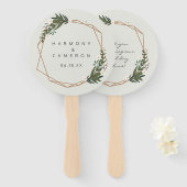 Modern Gold Geometric Greenery Boho Wedding Handwaaier (Voorkant en achterkant)