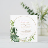 Modern Gold Geometric Greenery Tropical Wedding Kaart (Staand voorkant)