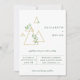 Modern Gold Geometric Greenery Wedding Invitation Aankondiging