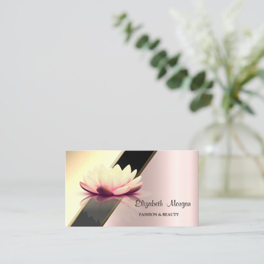 Modern Gold Geometric Lotus Roos Gold Visitekaartje (Staand voorkant)