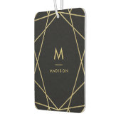 Modern Gold Geometric Pattern op Black | Monogram Luchtverfrisser (Links)