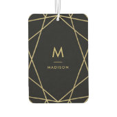 Modern Gold Geometric Pattern op Black | Monogram Luchtverfrisser (Achterkant)