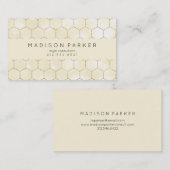 Modern Gold Geometric Pattern op Ecru Visitekaartje (Voorkant / Achterkant)