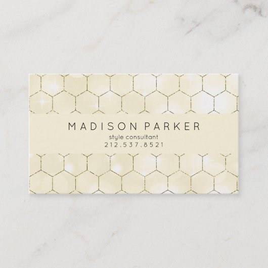 Modern Gold Geometric Pattern op Ecru Visitekaartje (Voorkant)